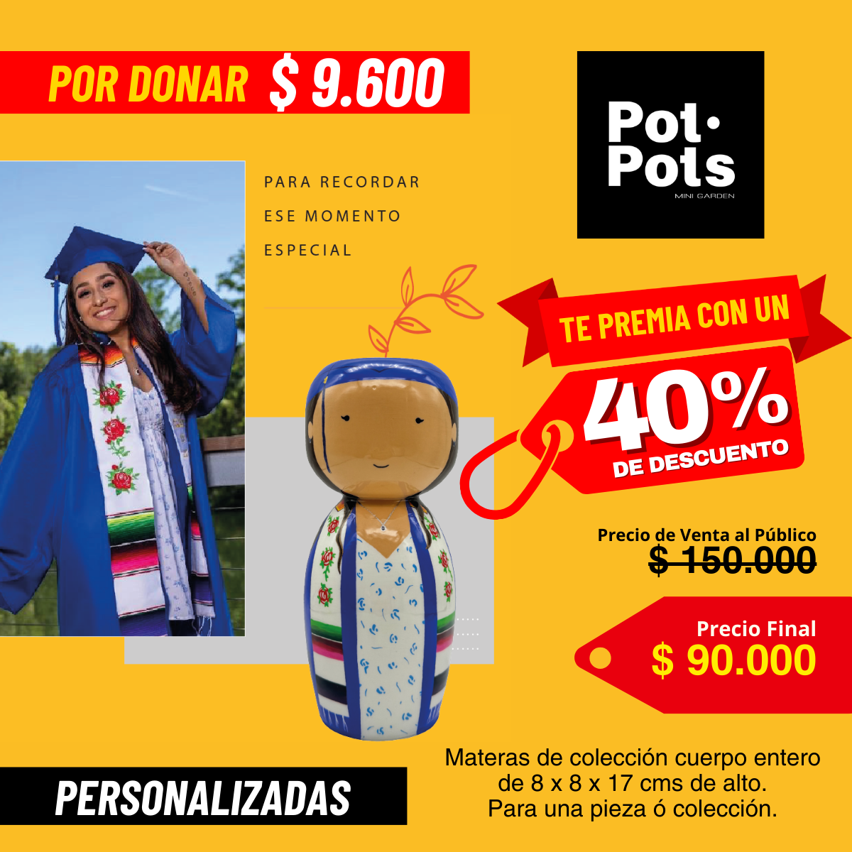 Pot-Pots "Personalizados" te Premia con un Bono del 40% Descuento