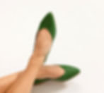 Close-up of The Pointed ballet flats in Green showing vegan apple skin material and elegant pointed design”
