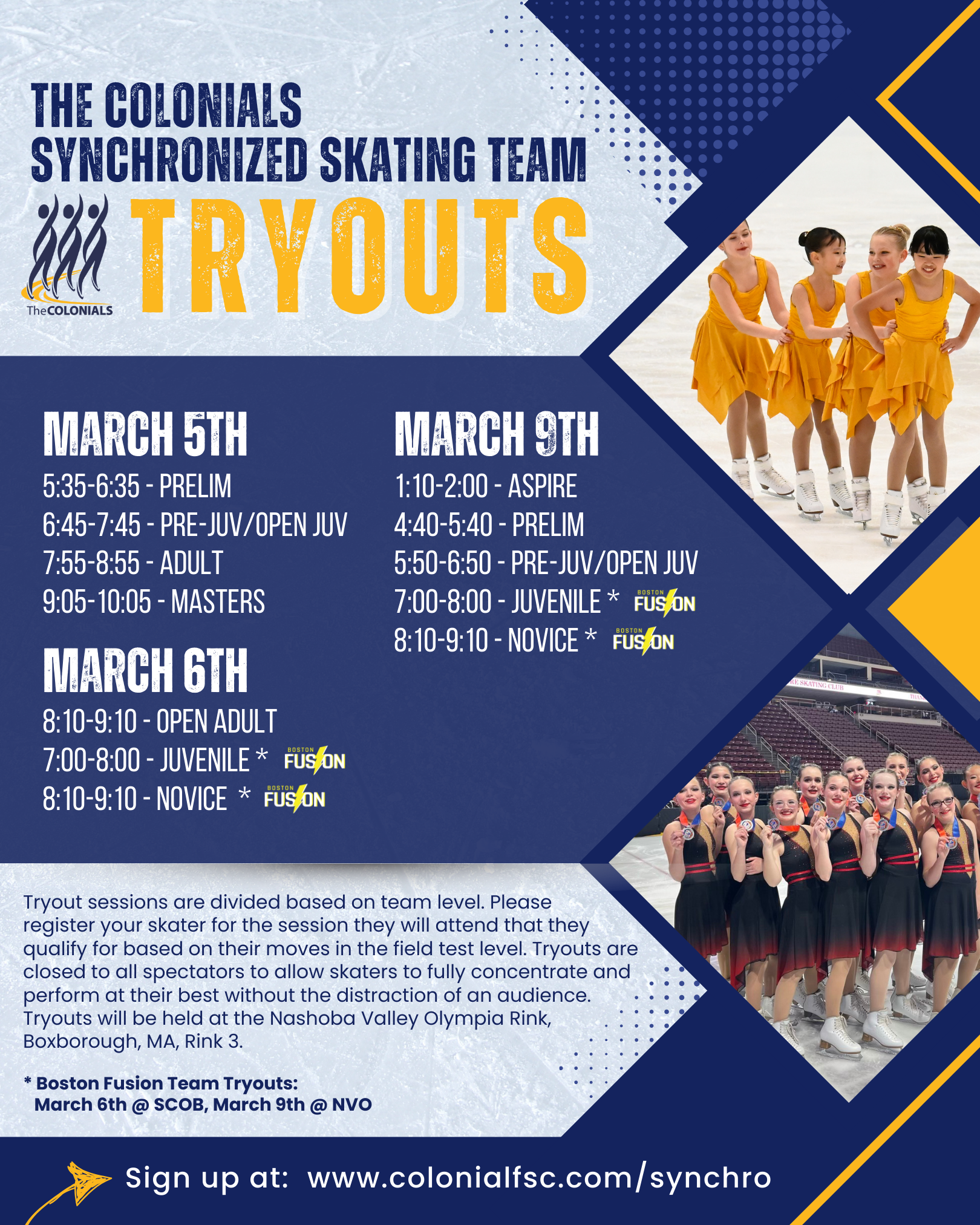 The Colonials Synchro Tryouts 2025-26 image