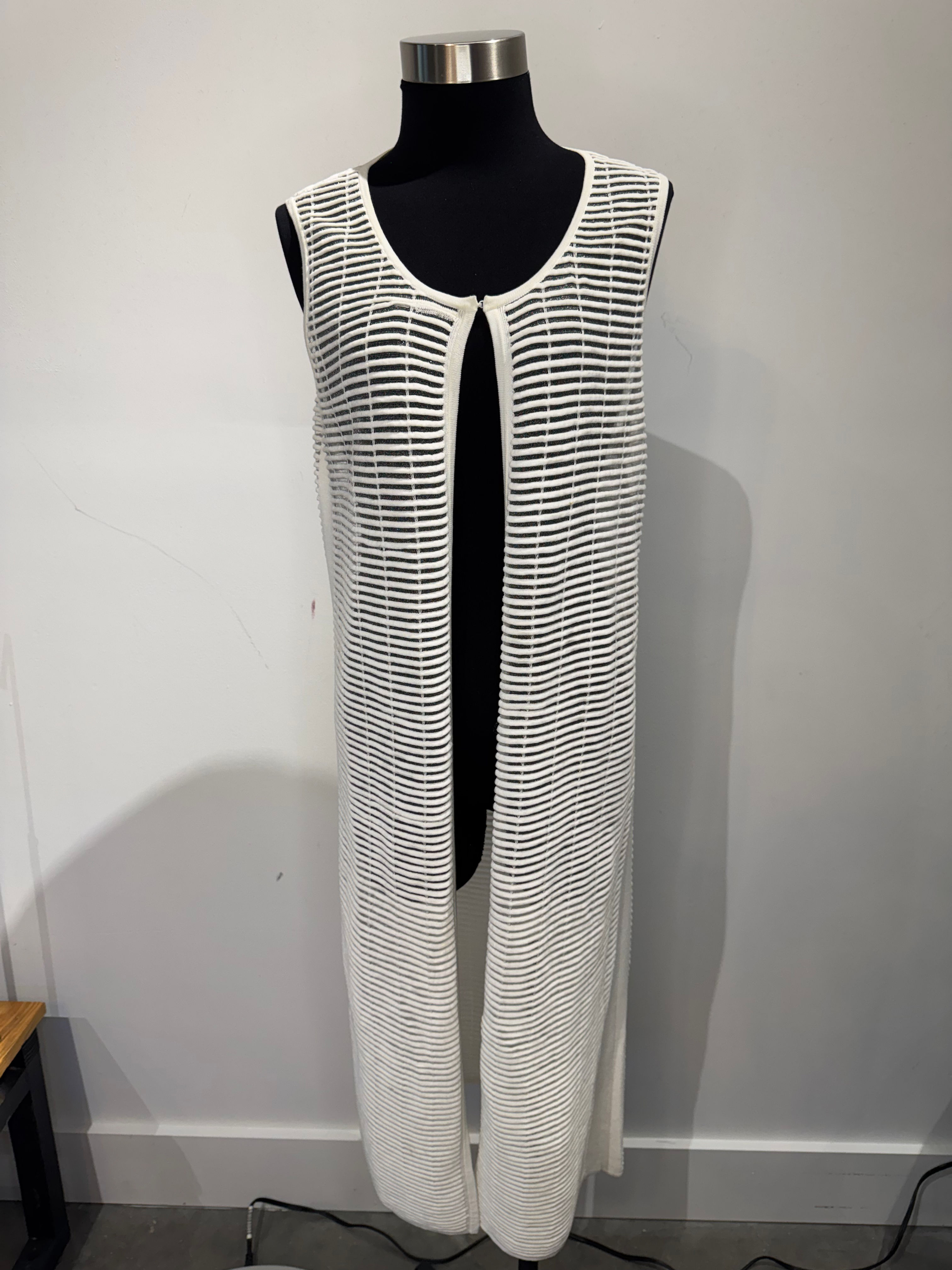 Lafayette 148 Medium Sheer Striped Duster