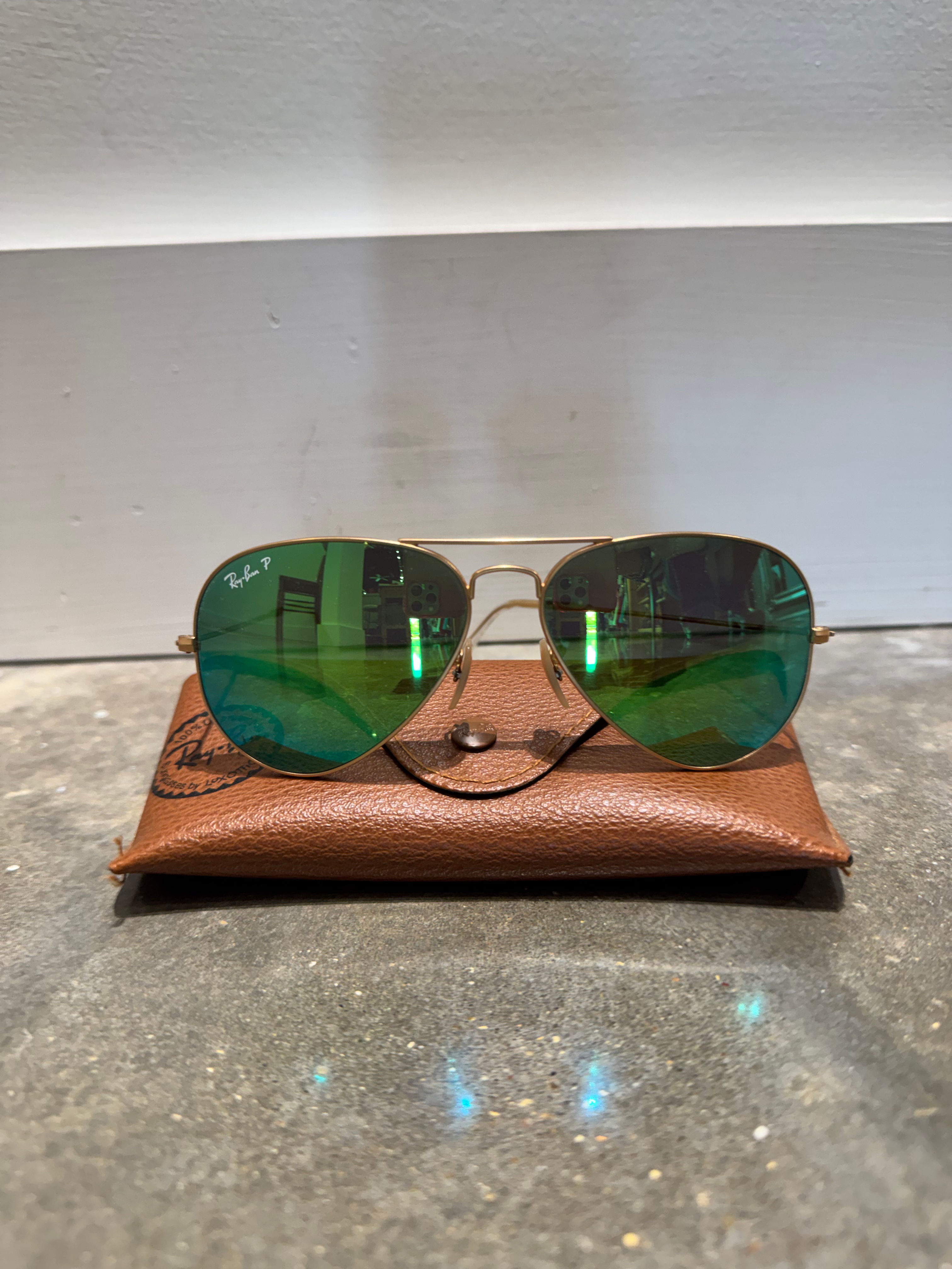 RayBan Polarized Mirror Aviator Sunglasses 
