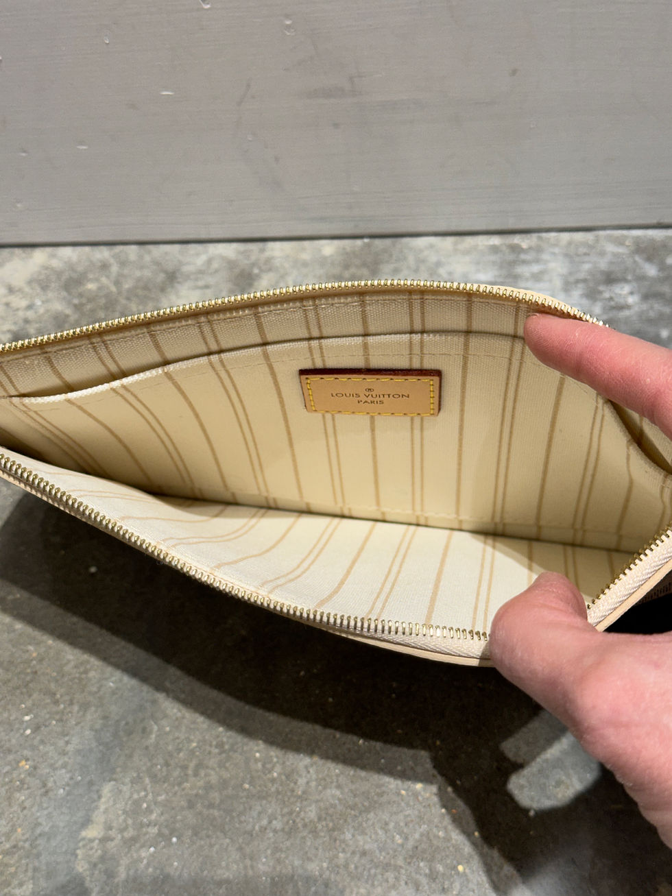 Thumbnail: Louis Vuitton Damier Azur Neverfull Pouchette MM/GM
