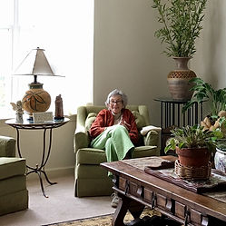Senior client settled into her new apartment