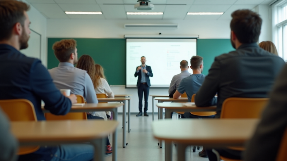 Eye-level view of a classroom setting with students engaged in a workshop