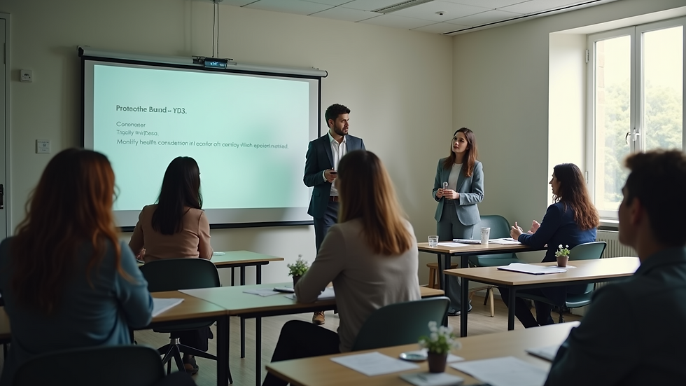 High angle view of a mental health training workshop