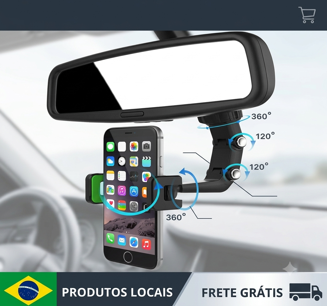 Suporte Multifuncional Carro Espelho Retrovisor e Mesa universal GPS celular