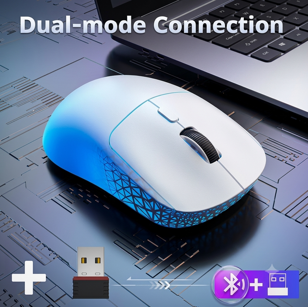 Mouse Sem Fio Recarregável Silencioso Bluetooth Dual Mode 2.4G Ergonômico