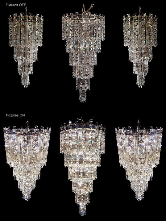 HAMBURG 飾り Set of (3) Schonbek-Swarovski Art Deco MCM Chandeliers