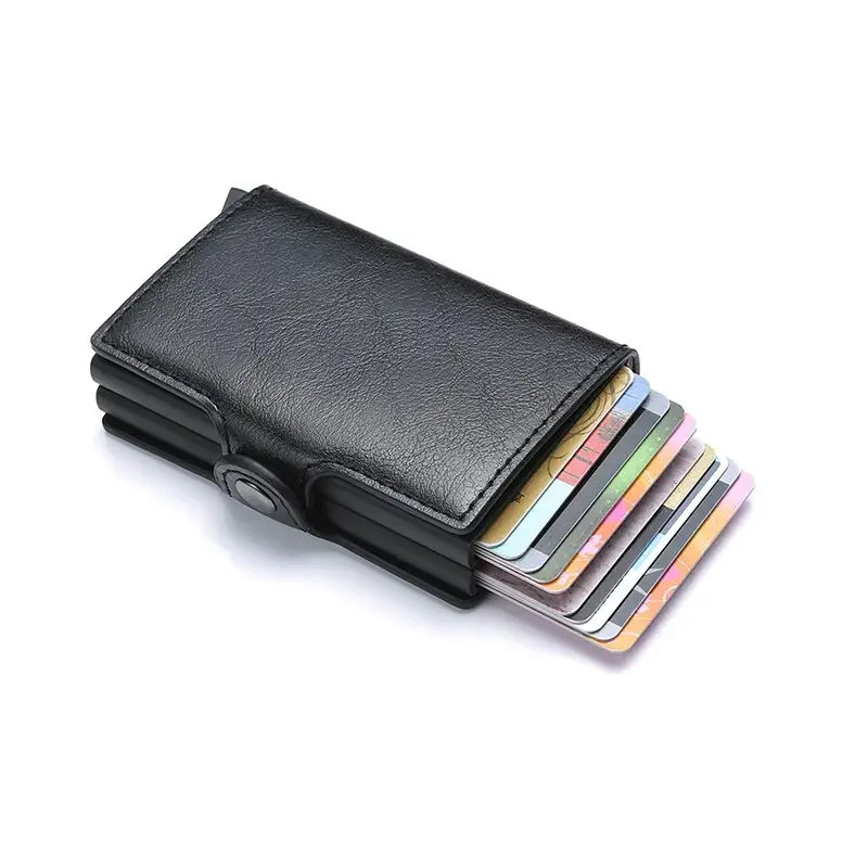 Thumbnail: Men’s Anti-Theft RFID Leather Aluminum Credit Card Holder Wallet