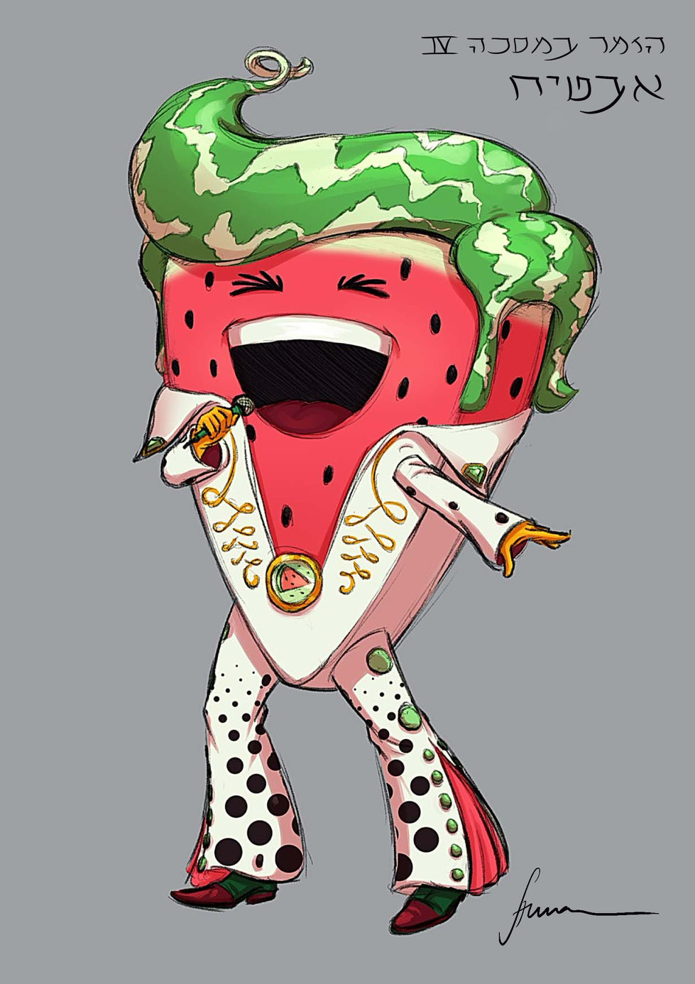 Watermelon Elvis costume design for Masked Singer