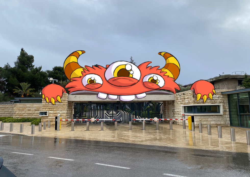 Monster eating the President's Residence inflatable art installation design