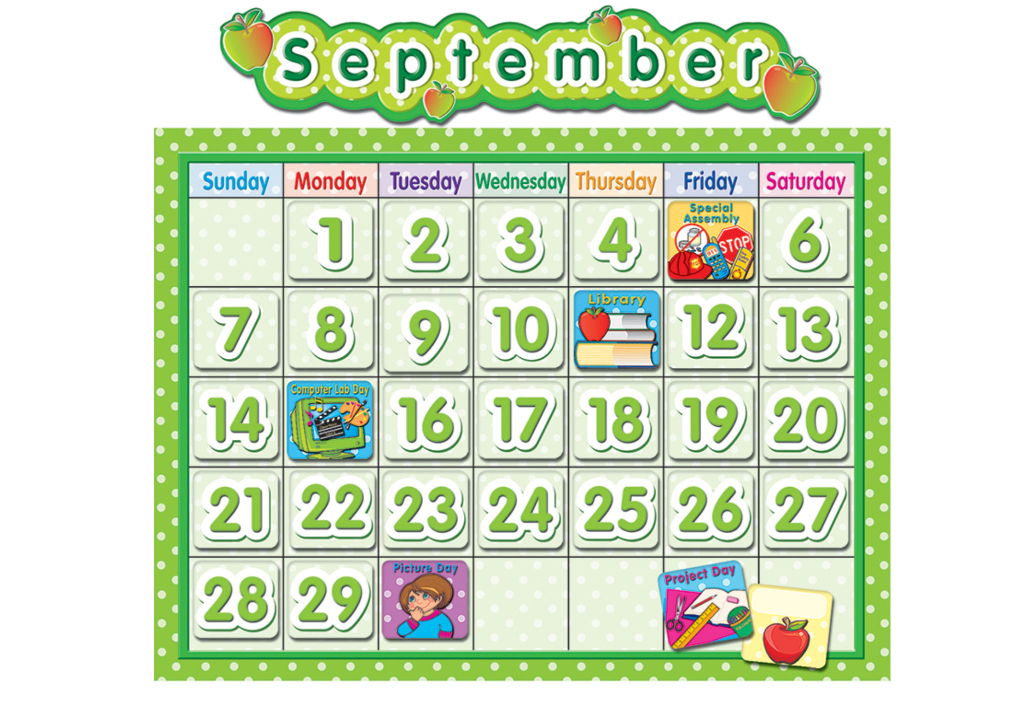 POLKA DOT SCHOOL CALENDAR BB SET