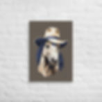 grande toile artistique de cheval au chapeau