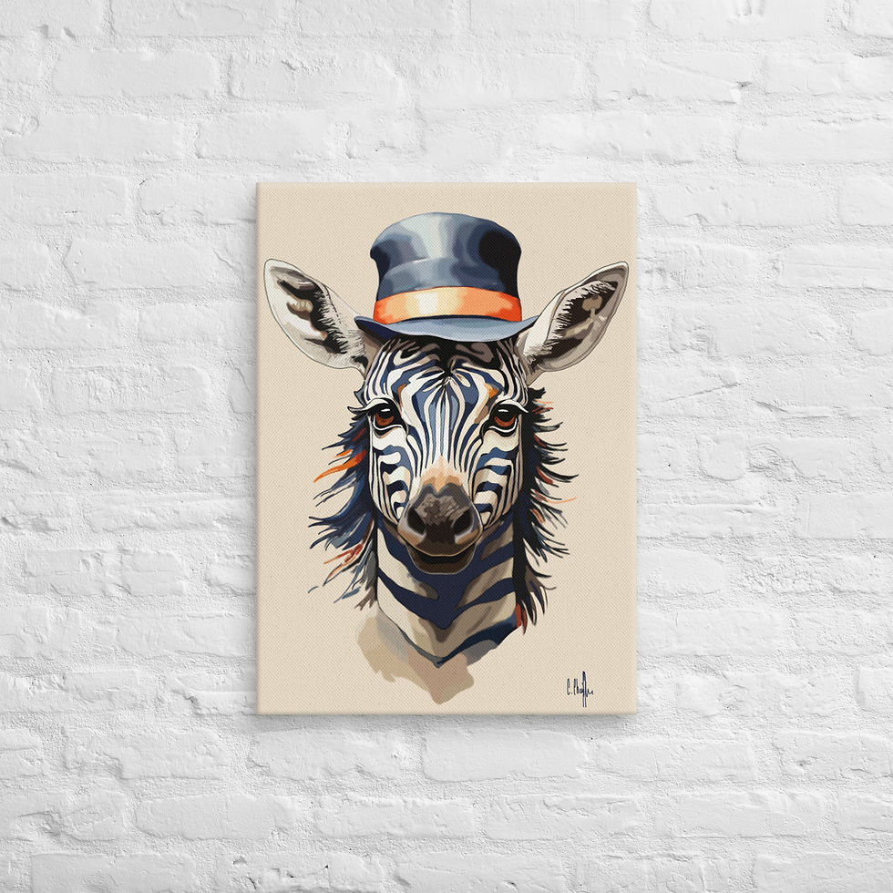 toile imprimée de zèbre au chapeau