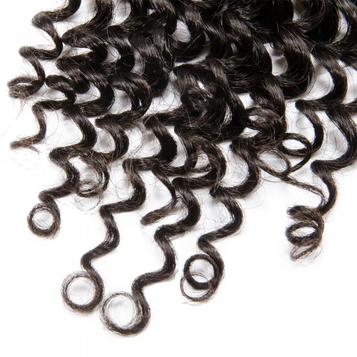 Thumbnail: 4" x 4" Deep Curly Free Parted Indian Hair Lace Closure 10-20 Inches