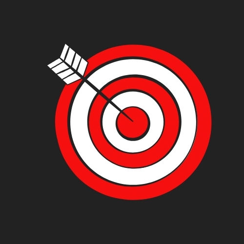 Target with an arrow hitting the bullseye, representing skills and precision
