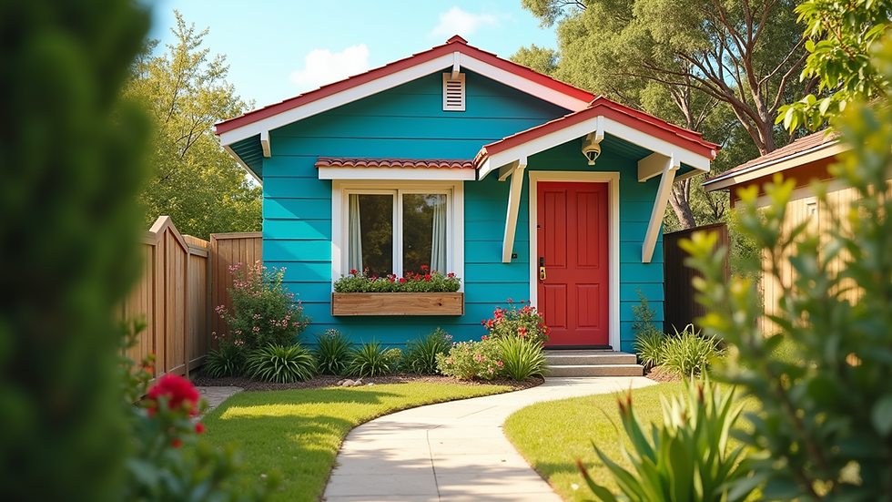 Eye-level view of a freshly painted home exterior