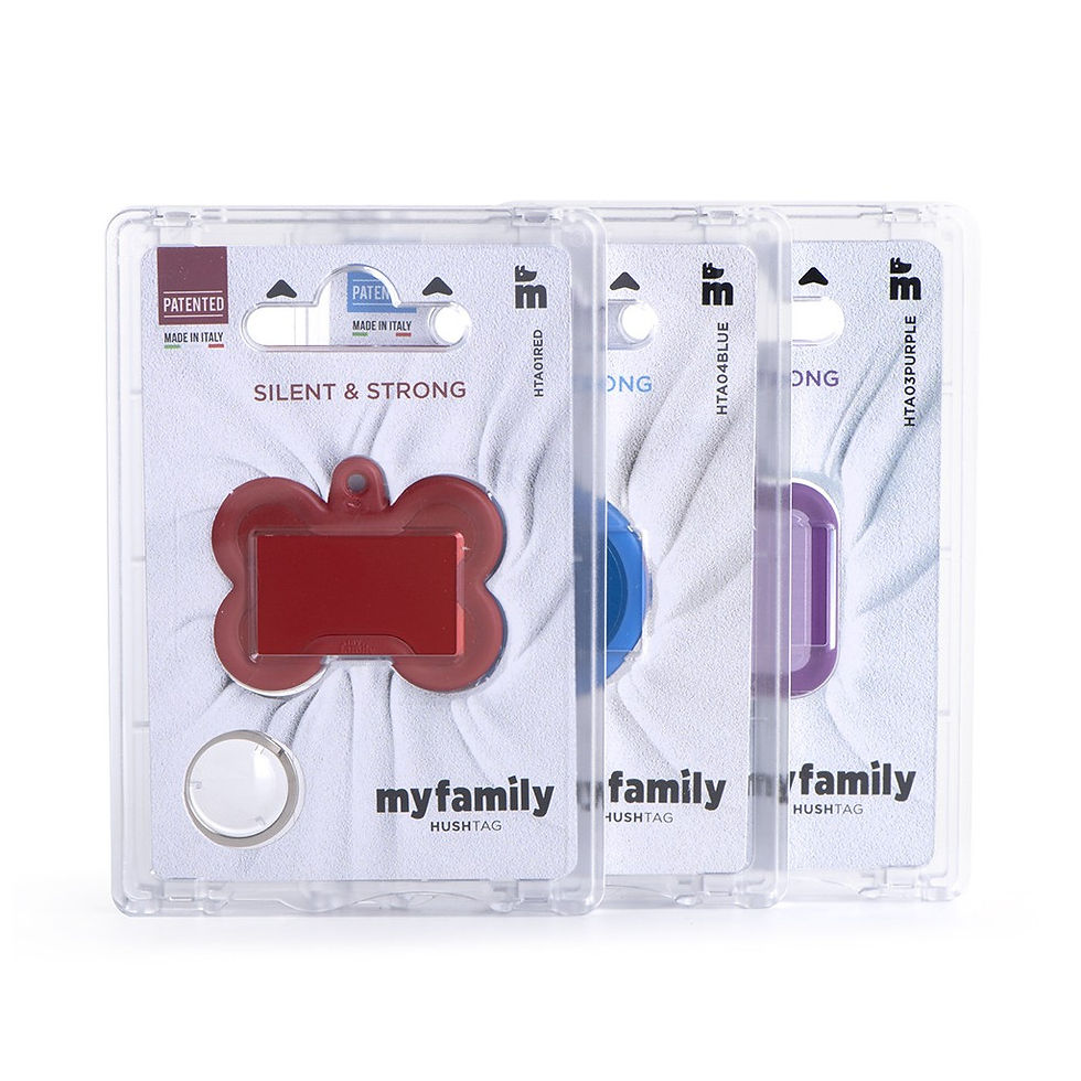 縮圖：MY FAMILY Hushtag Red Aluminum Square ID Tag with Rubber