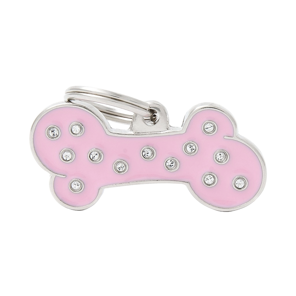MY FAMILY Chic "Big Pink Bone Strass" ID Tag