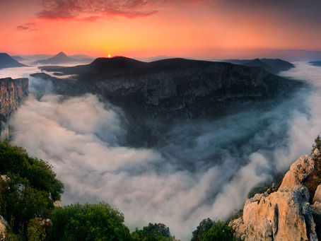 Stitched panorama at the Verdon river gorges, Provence, France