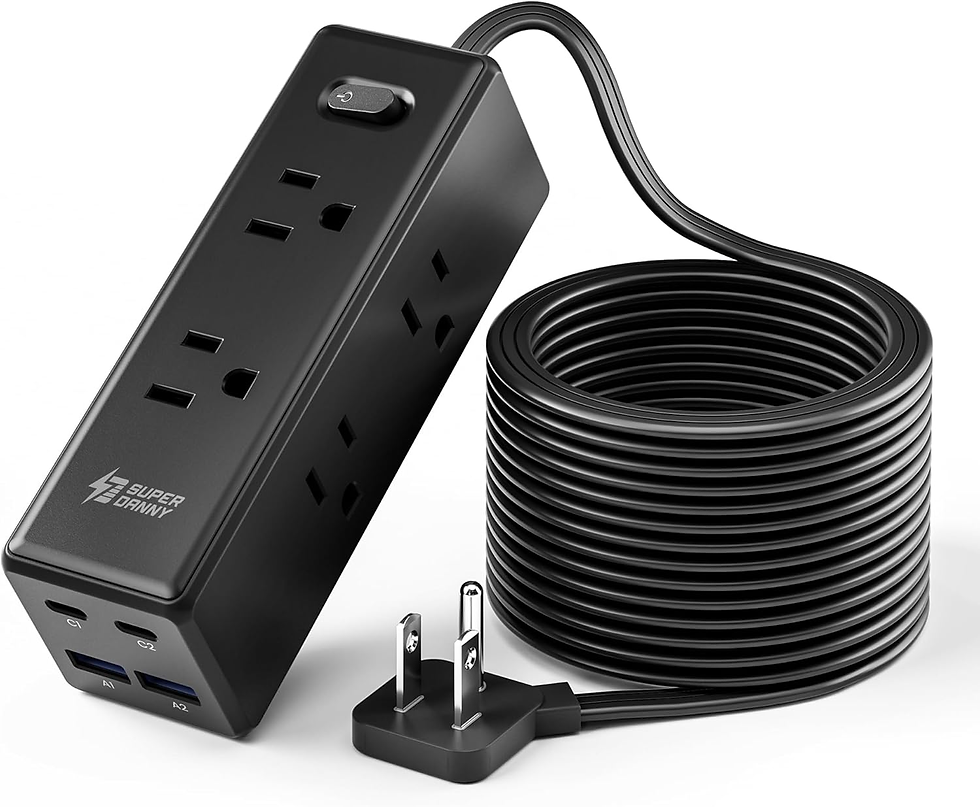 Thumbnail: 10 Ft Extension Cord, Surge Protector Power Bar with 6 Outlets & 4USB Ports