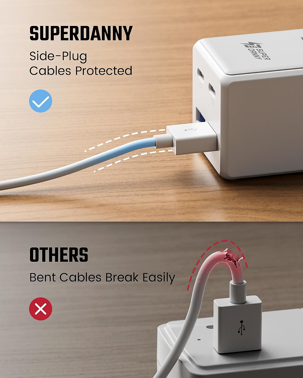 Thumbnail: 10 Ft Extension Cord, Surge Protector Power Bar with 6 Outlets & 4USB Ports