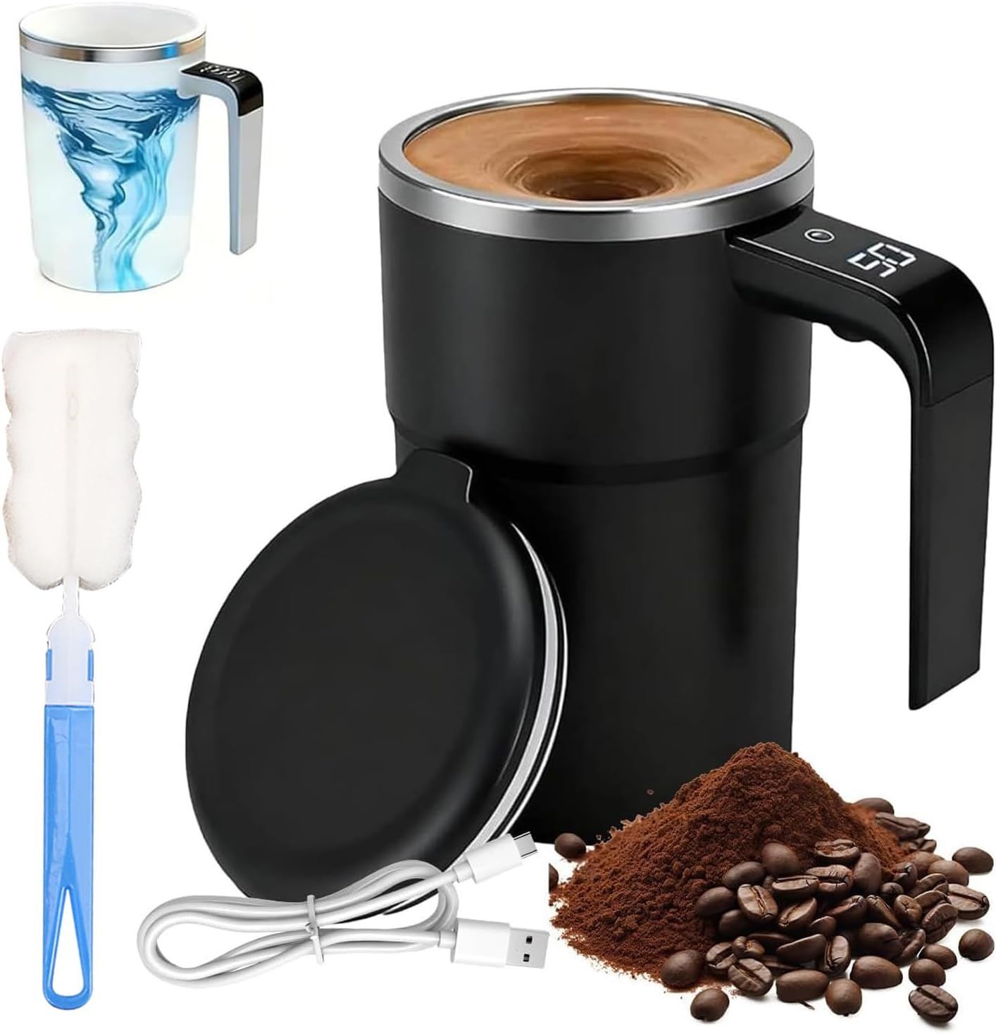 Automatic Rechargeable Self Stirring Coffee Mug with Temperature Display with Te