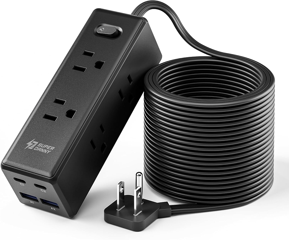 Thumbnail: 10 Ft Extension Cord, Surge Protector Power Bar with 6 Outlets & 4USB Ports