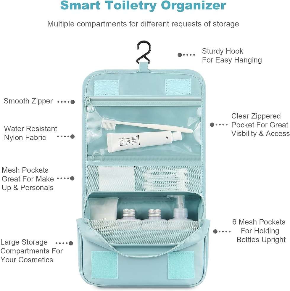 Thumbnail: Hanging Toiletry Bag - Large Cosmetic Makeup Travel Organizer