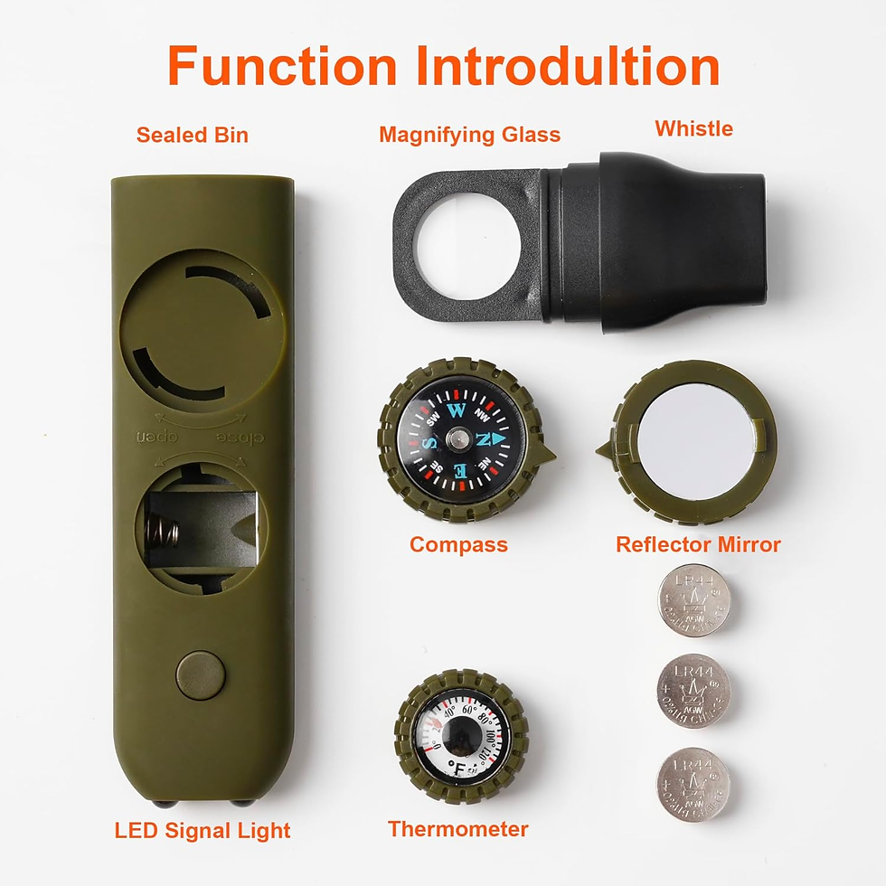 Thumbnail: Emergency Survival Safety Whistle with Lanyard, Compass, Thermometer