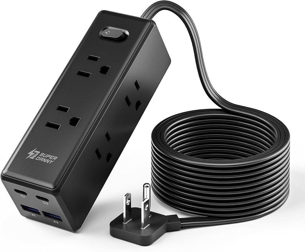 Thumbnail: 10 Ft Extension Cord, Surge Protector Power Bar with 6 Outlets & 4USB Ports