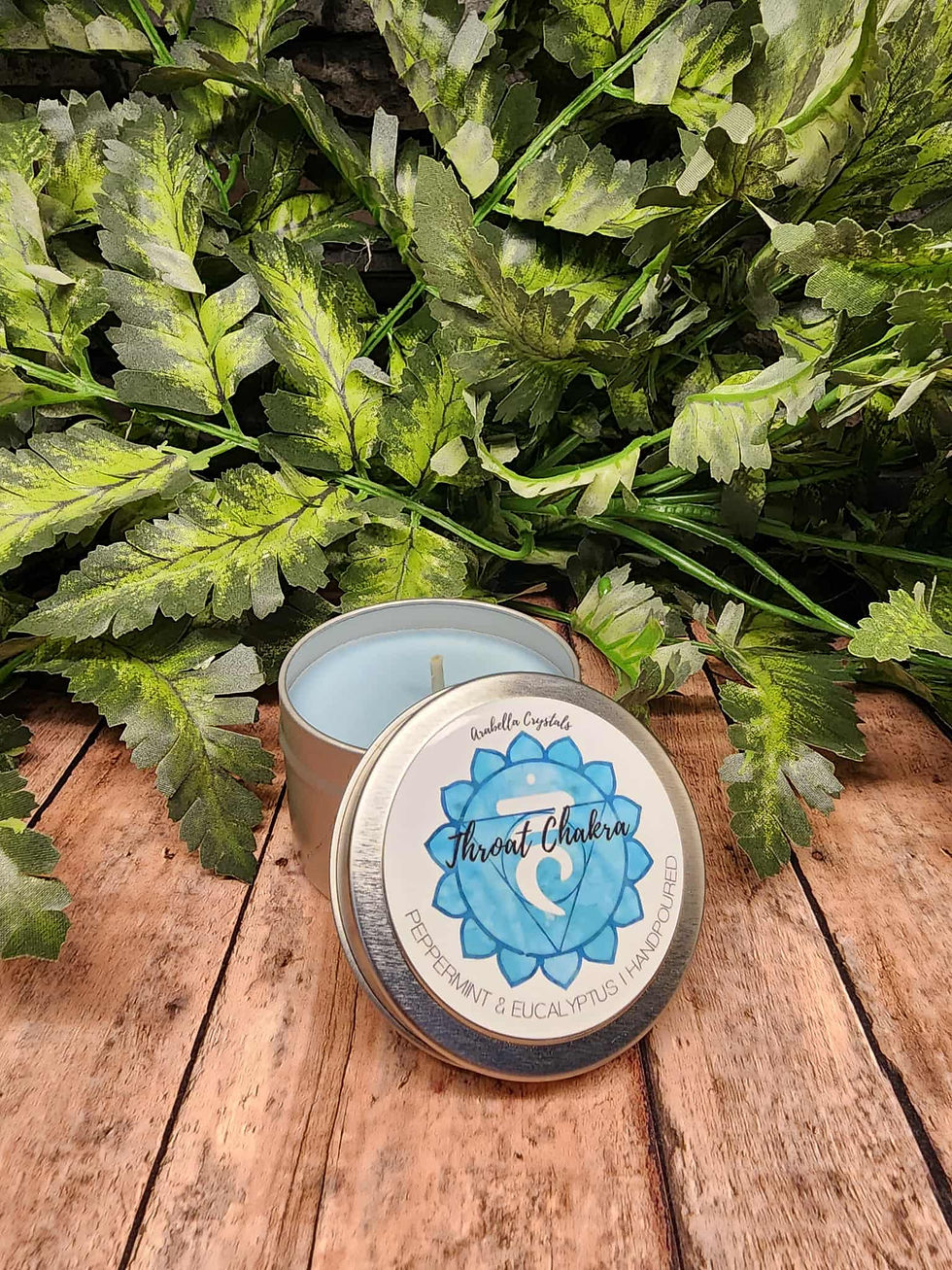 Throat Chakra Tin Candle