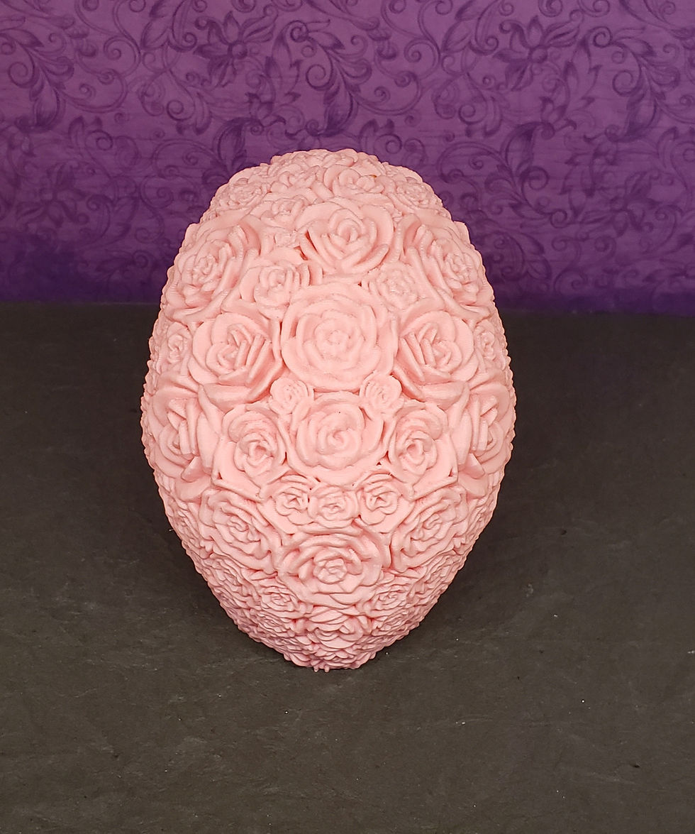 Thumbnail: Back of pink 3D printed customizable skull covered in intricate roses