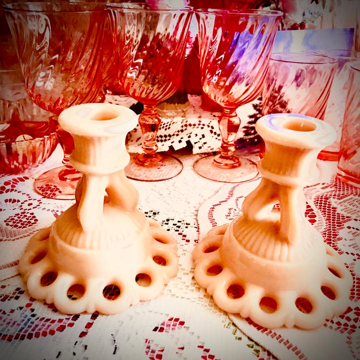 Peach Milk Glass - $5/pair