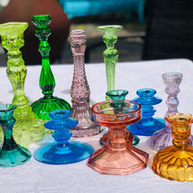 Colored Glass Vintage Candlesticks