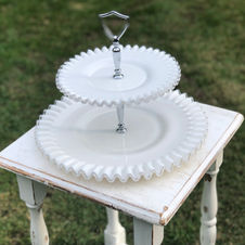 Two-tiered white sweet server- $12