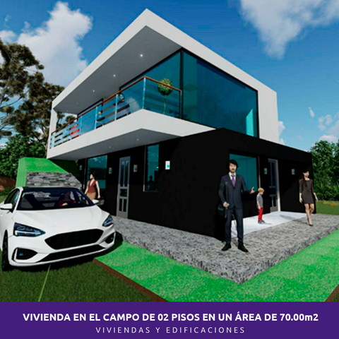 DISEÑO DE UNA VIVIENDA EN EL CAMPO DE 02 PISOS EN UN ÁREA DE 70.00m2
