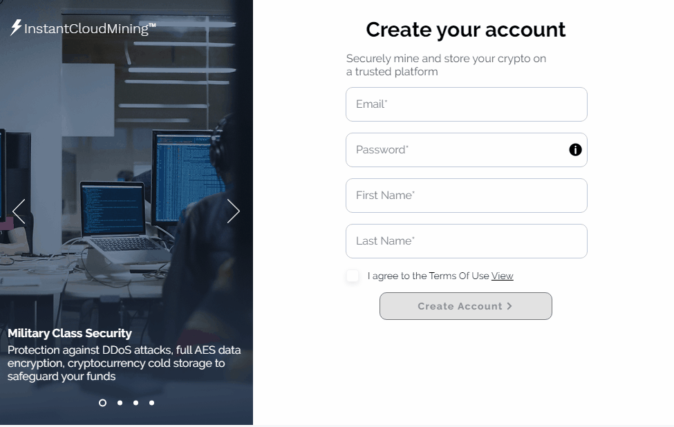 how create InstantCloudMining account