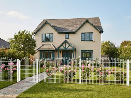 Galvanized steel wired fence installed on a New England home by Norm Supply — durable, rust-resistant metal fencing for residential and commercial properties in Massachusetts and Boston.