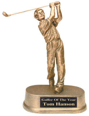 Antique Gold Resin Golf Male
