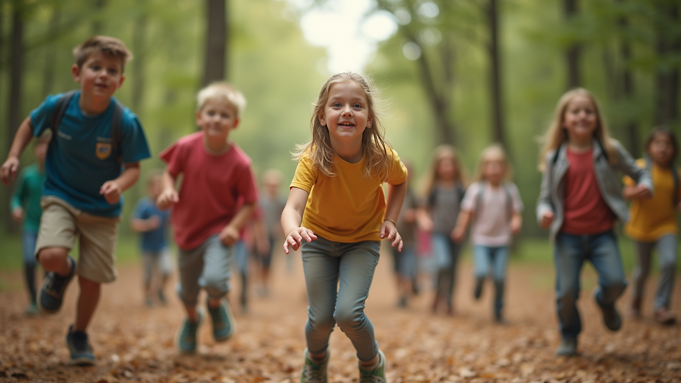 Eye-level view of children participating in a camp activity