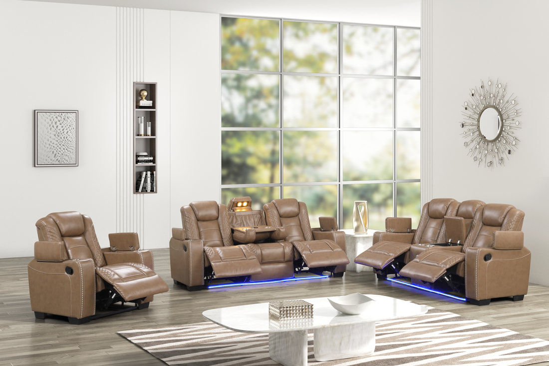 Stefan Brown Reclining Living Room Set (3 PC)