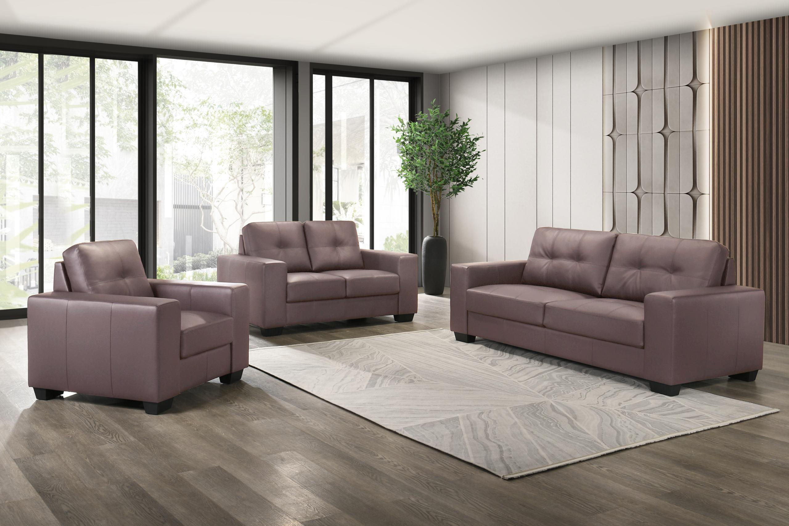 Willow 3 Pieces Dark Brown Sofa Set