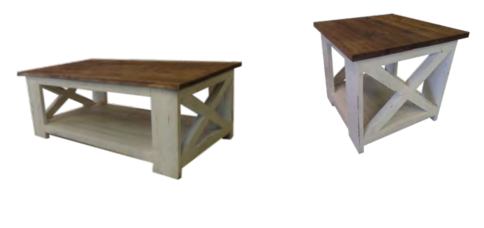 Angelina Rustic 4 Pieces Coffee Table Set White And Brown