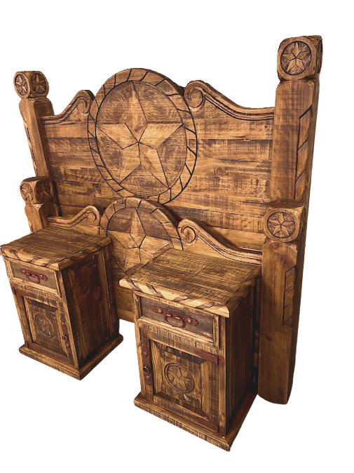 Thumbnail: San Antonio Queen Rustic Rope And Star Bed Brown Distressed