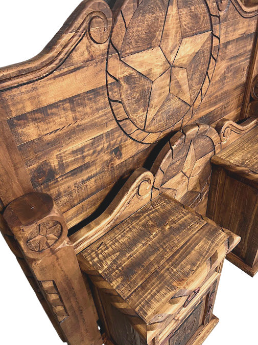 Thumbnail: San Antonio King Rustic Rope And Star Bed Brown Distressed