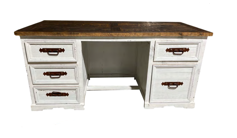 Taos Executive Desk White Distressed