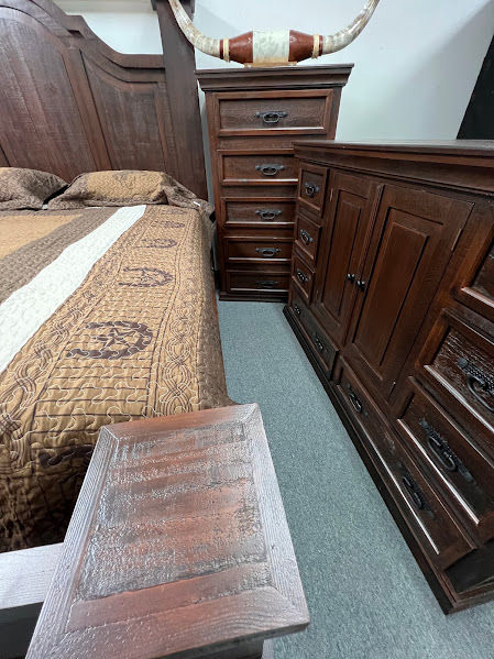 Thumbnail: Alamo Rustic King Cherry Brown Bedroom Set