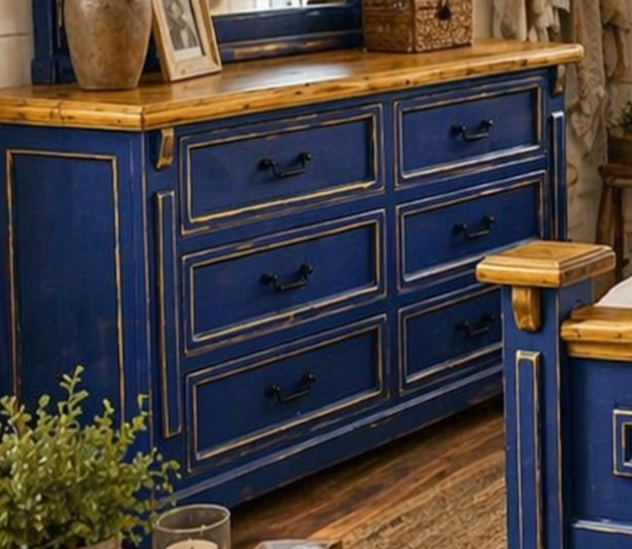 Thumbnail: Farmhouse Blue King 5 Pieces Bedroom Set 