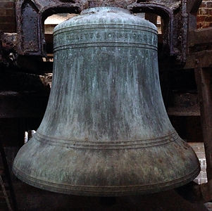 The Holy Trinity Bell, photographed in situ at the old church in Hove before the medical centre conversion took place.